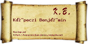 Köpeczi Benjámin névjegykártya