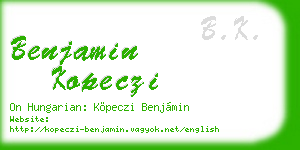 benjamin kopeczi business card
